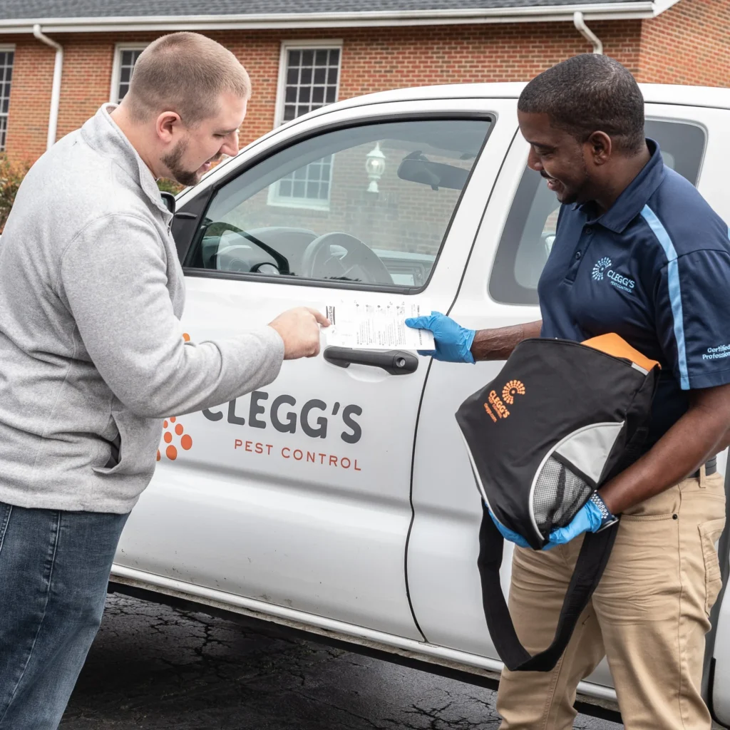 Clegg's Pest Control team member at community event